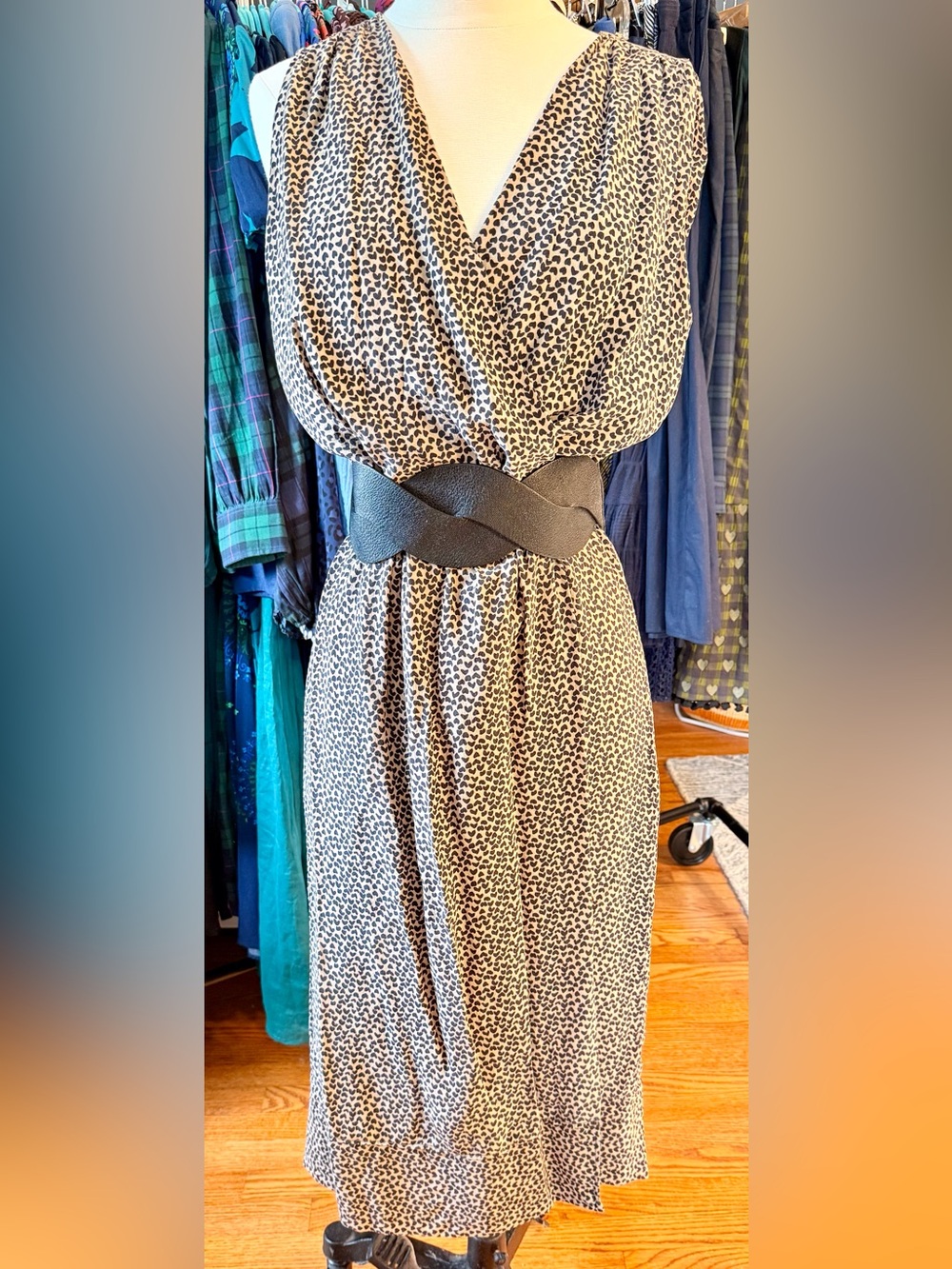 L’AGENCE Silk Mini Heart Print Wrap Dress